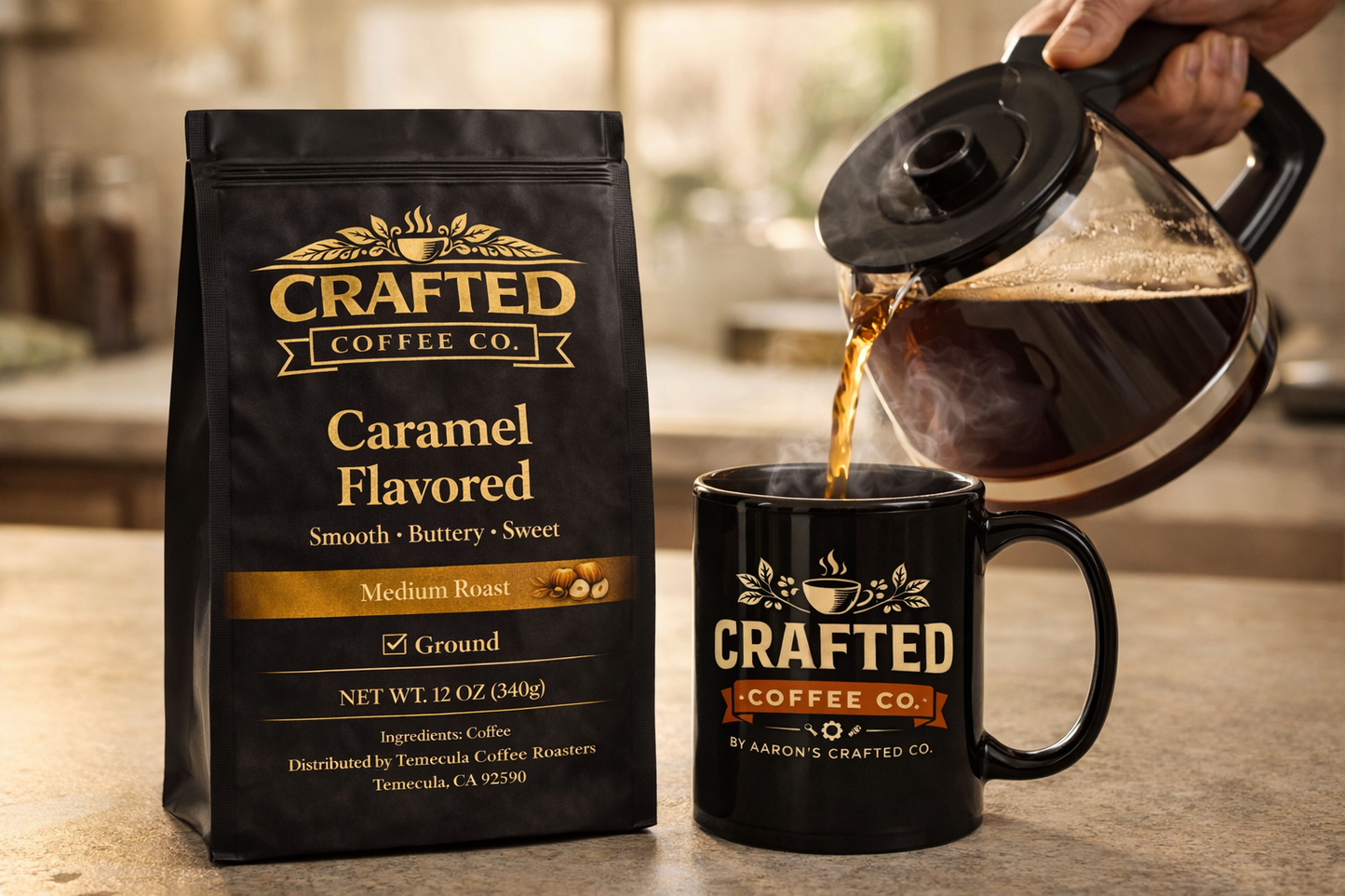 Caramel Flavored Coffee - Rich Medium Roast with Buttery Sweetness