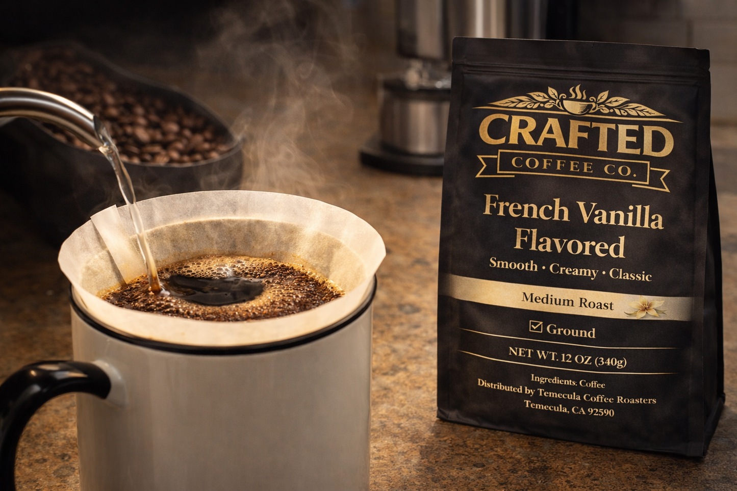 French Vanilla Flavored Coffee - Creamy Medium Roast Comfort