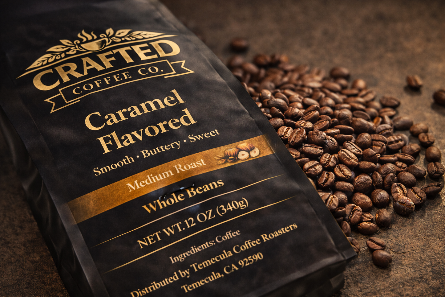 Caramel Flavored Coffee - Rich Medium Roast with Buttery Sweetness