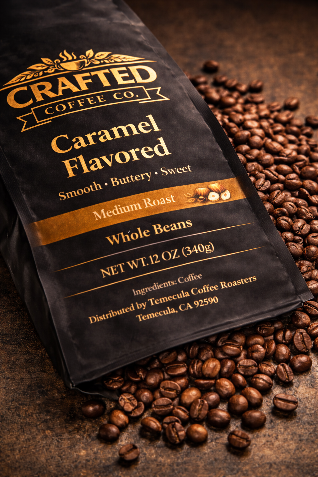 Caramel Flavored Coffee - Rich Medium Roast with Buttery Sweetness