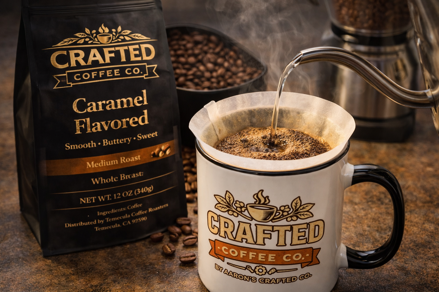 Caramel Flavored Coffee - Rich Medium Roast with Buttery Sweetness